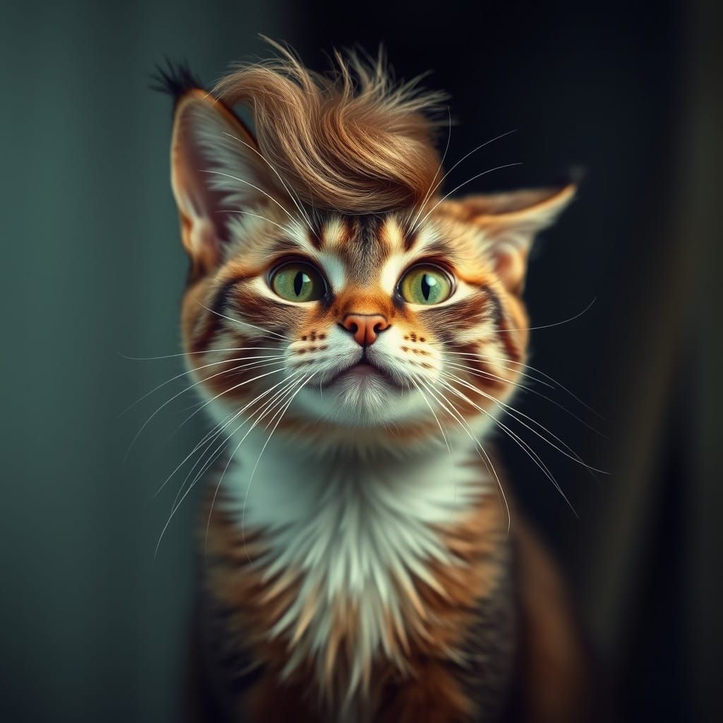 Groovy Cat with Retro Bouffant Hair