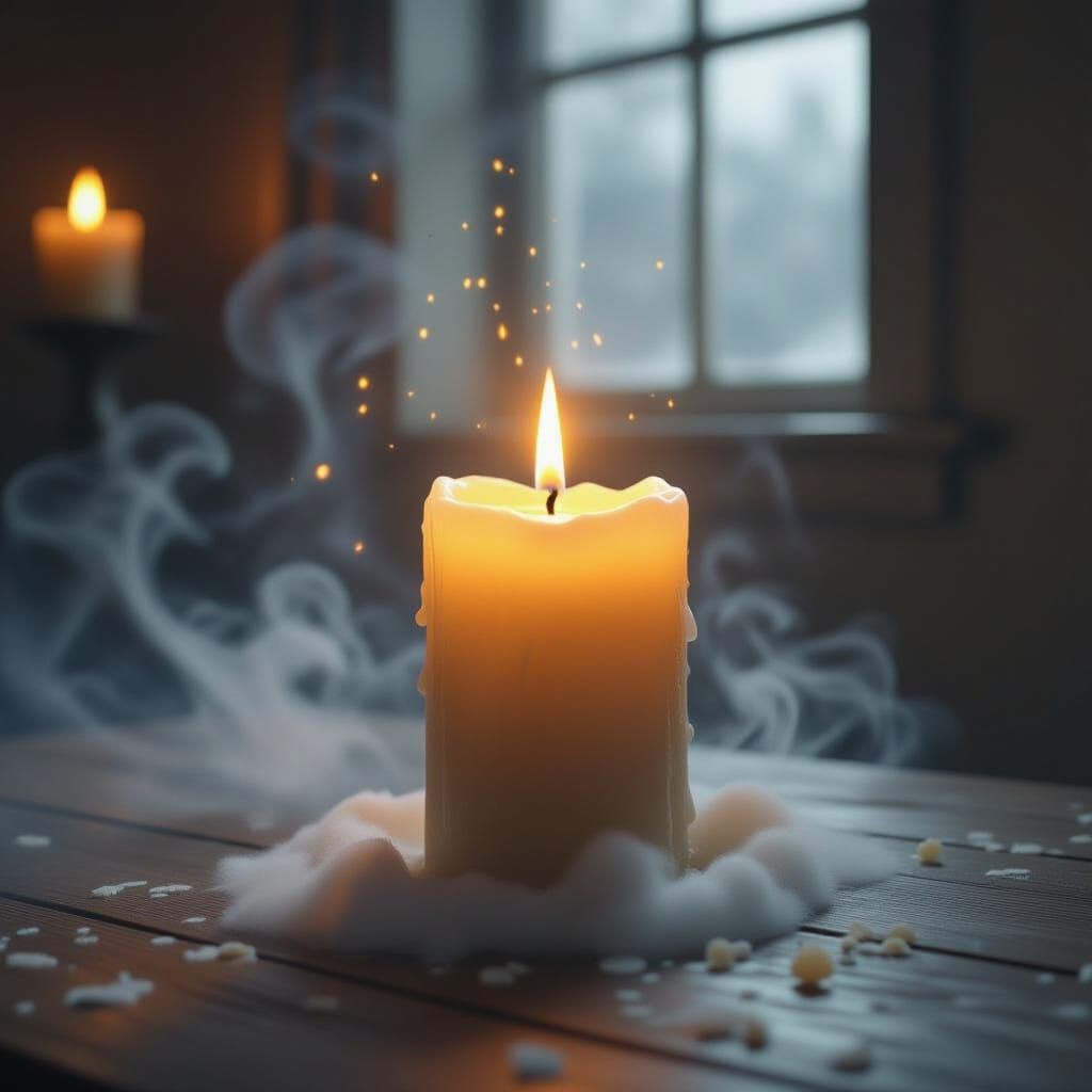 Ethereal Candle Glow in Dim Room Digital Painting