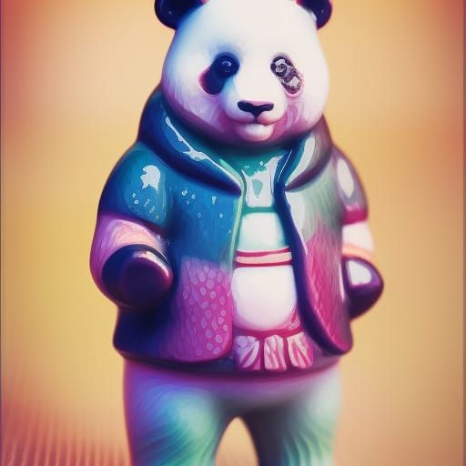 Hipster Panda Porcelain Figurine, Macro Photography