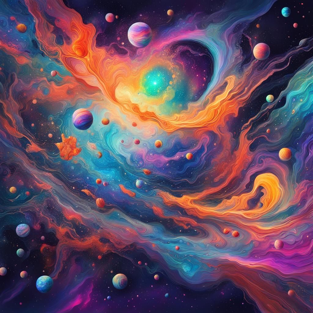 Holographic Astral Cosmic Abstract Painting