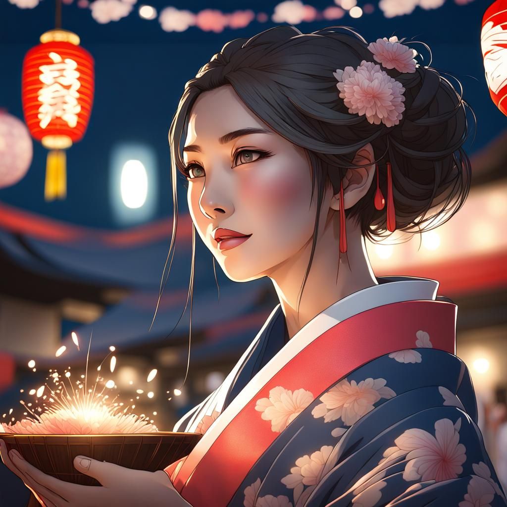 Bon Odori Festival: Priestess in Traditional Japanese Dance