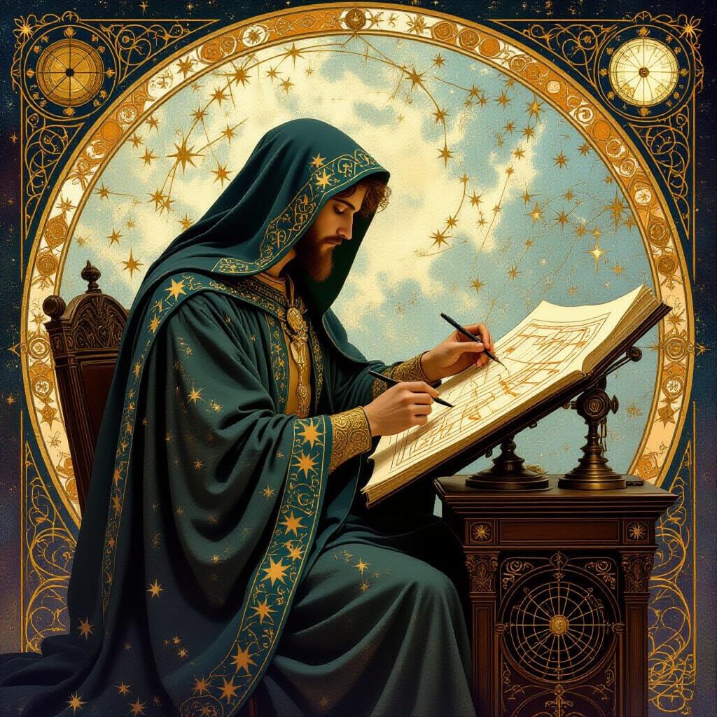 Celestial Cartographer Charting Stardust Constellations