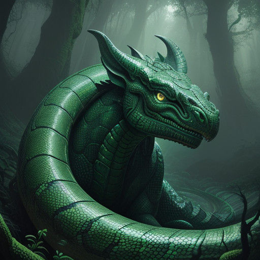 Majestic Primordial Serpent Rises from Ancient Forest Depths