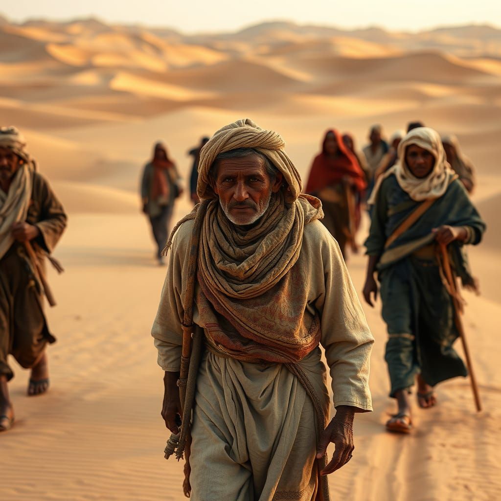 Realistic Desert Nomads in Traditional Attire