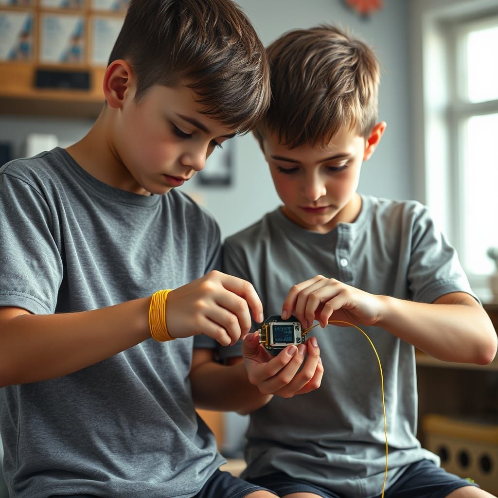 Twin Boys Build Tracking Device in Sci-Fi Style