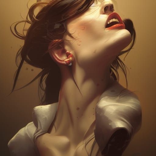 Hyperdetailed Portrait of Screaming Person in Art Nouveau St...