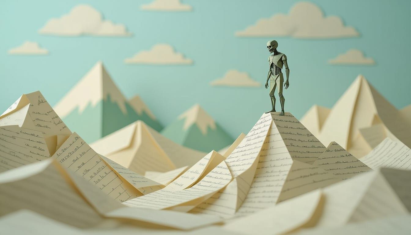 Origami Paper Landscape with Zombie Figure