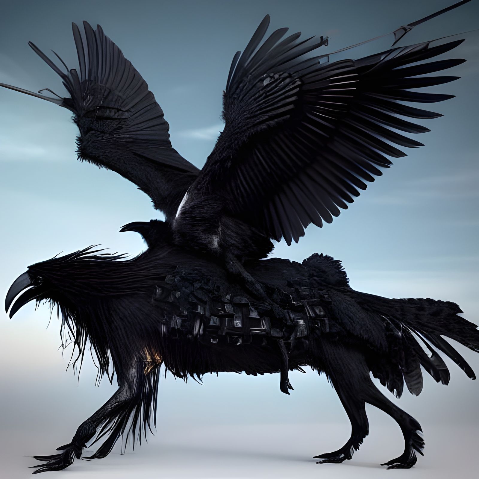Fantasy Man Riding Giant Raven in Ultra-HD CGI
