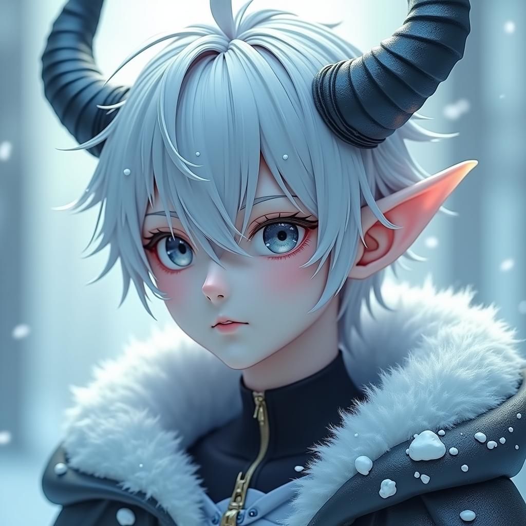 White Haired Demon in 3D Anime Art Style