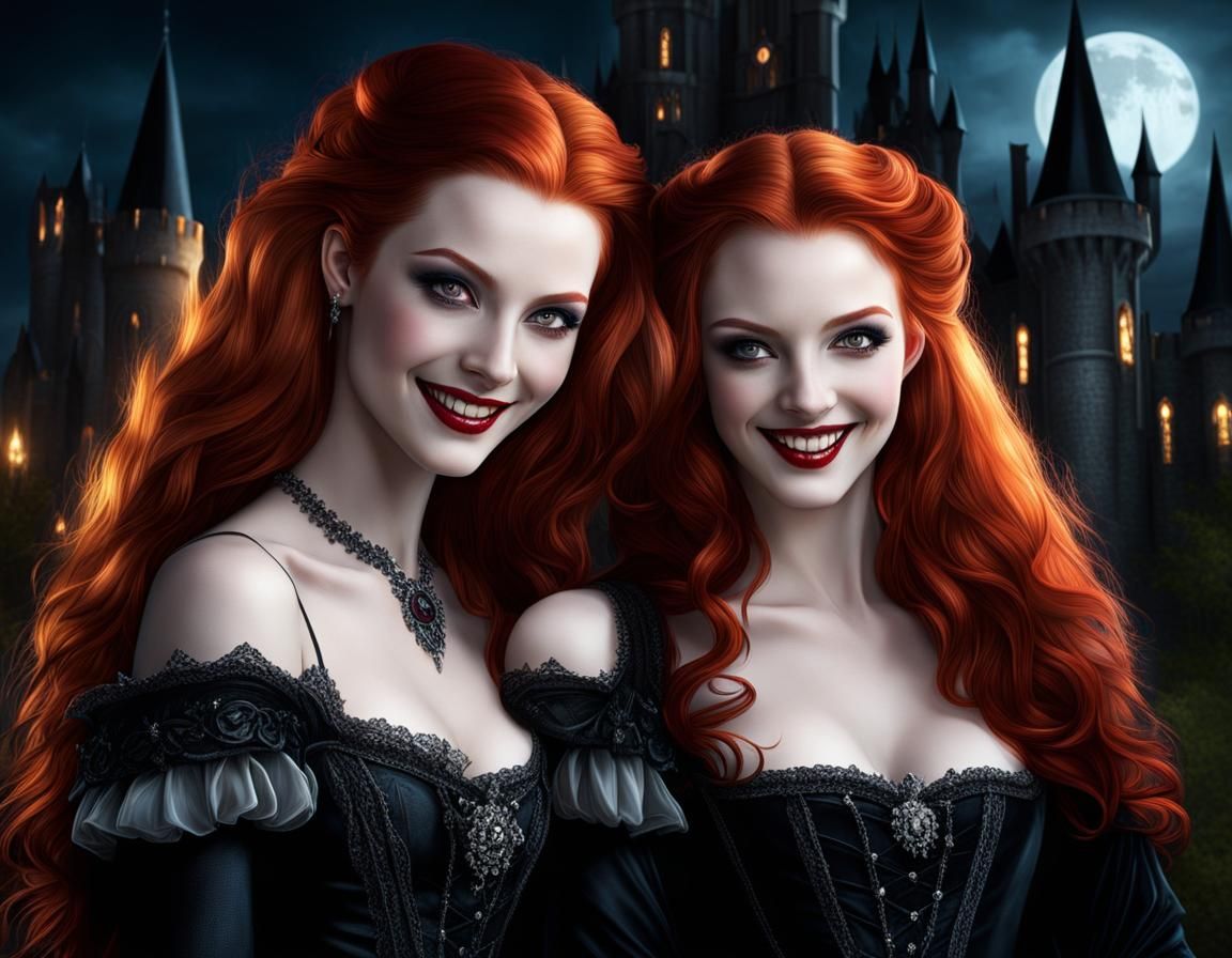 Beautiful Redhead Vampires in Gothic Castle