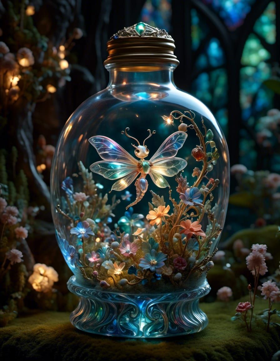 fairy firefly in a bottle