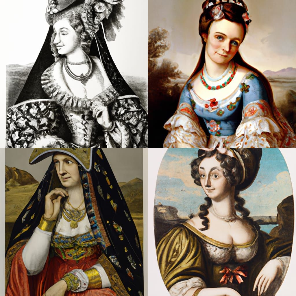 Russian Woman in Botanical Art Style