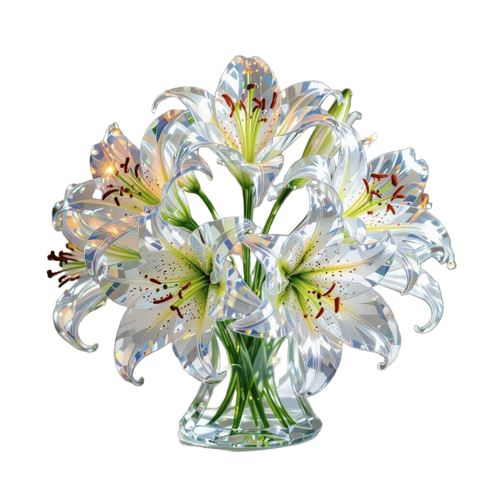 Crystal Guernsey Lilies, Ornate and Luminous
