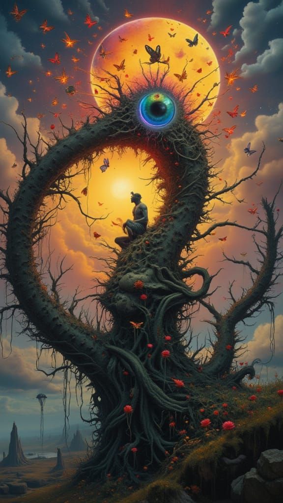 Muscular Man Mutation with Fractal Face in Rainbow Kingdom