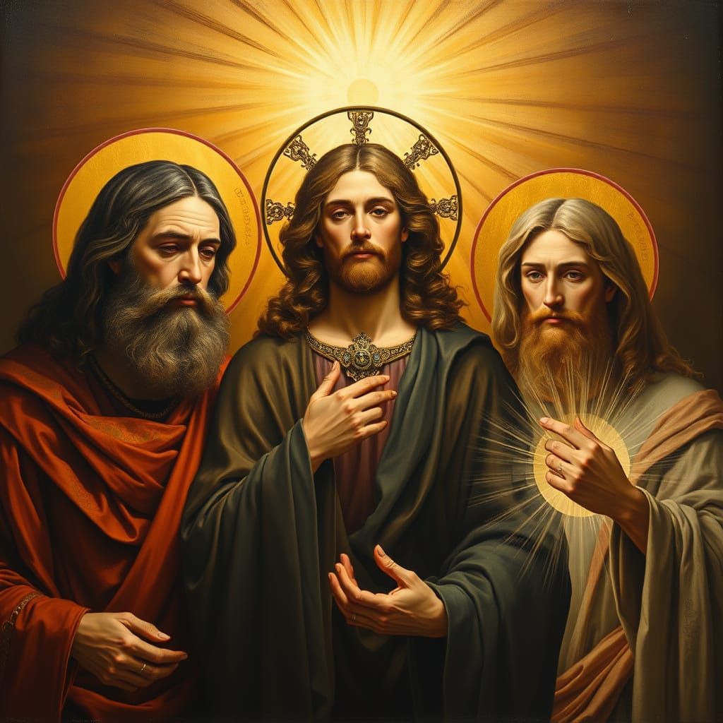 The Holy Trinity in Traditional Oil Painting