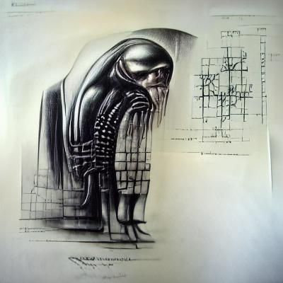 Surreal Biomechanical Landscape in Dark Style