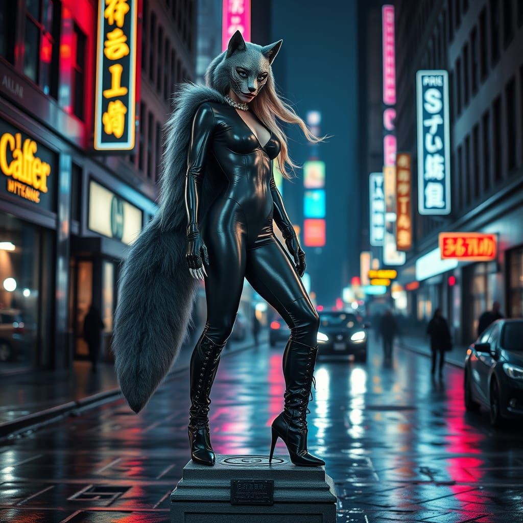 Surrealist Goddess of New York City in Cyberpunk Style