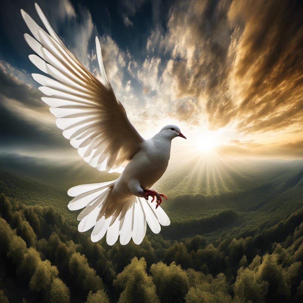 Dove of Peace Flying Above Earth Sphere
