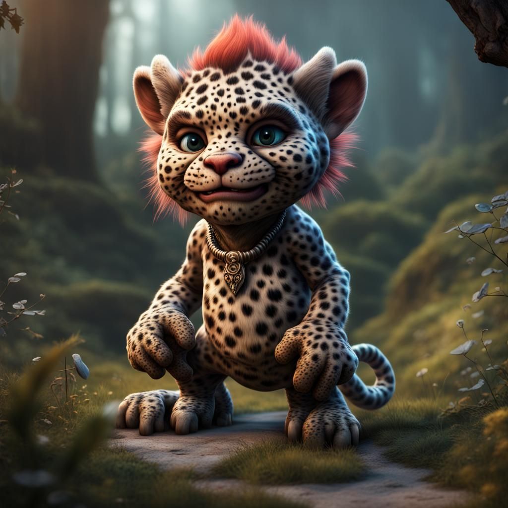 Hyperrealistic Leopard Troll: Detailed Fantasy Art