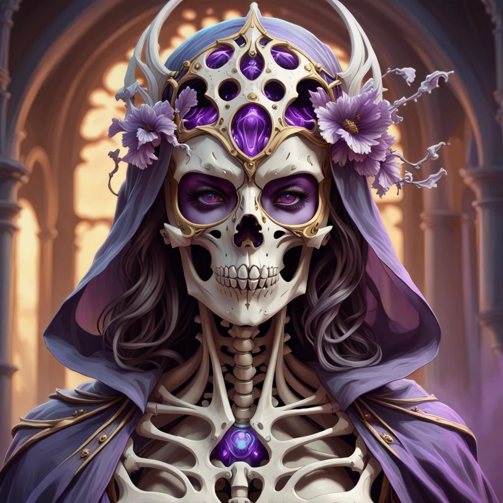 Masked Lich Female Portrait in Fantasy Style