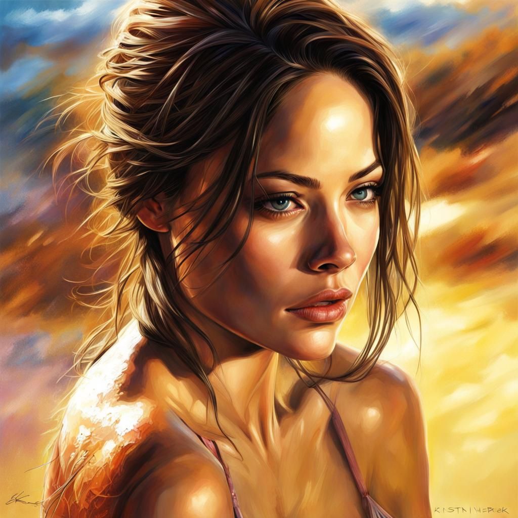 Hyperrealistic Portrait of Kristin Kreuk in Bikini