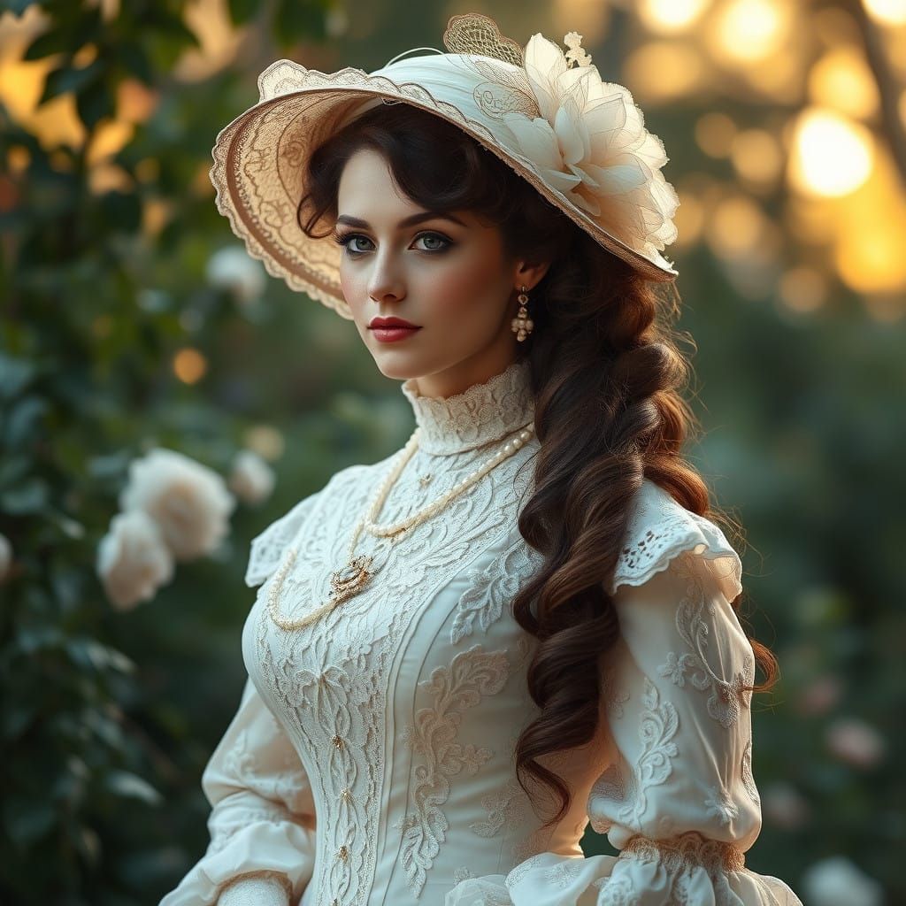 Elegant Victorian Lady in Pre-Raphaelite-Inspired Portrait