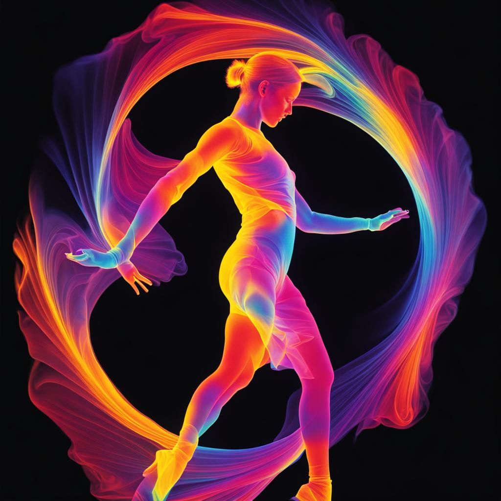 Frenetic Dancer in Iridescent Thermal Photogram