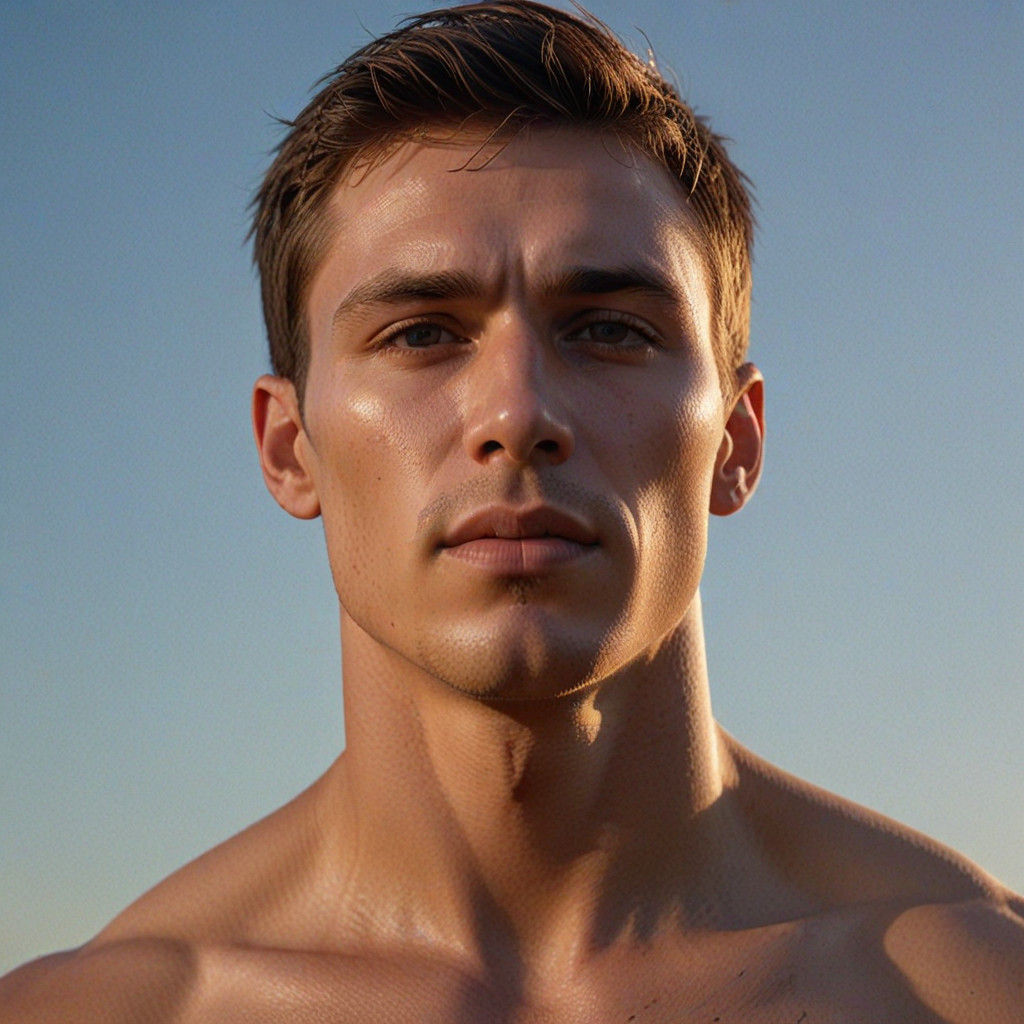 Confident Athletic Figure in Vibrant Light