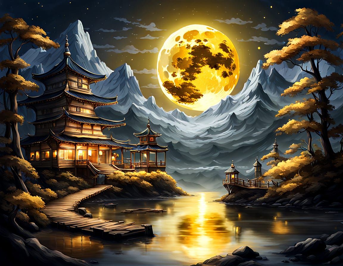 Radiant Golden Moon Masterpiece