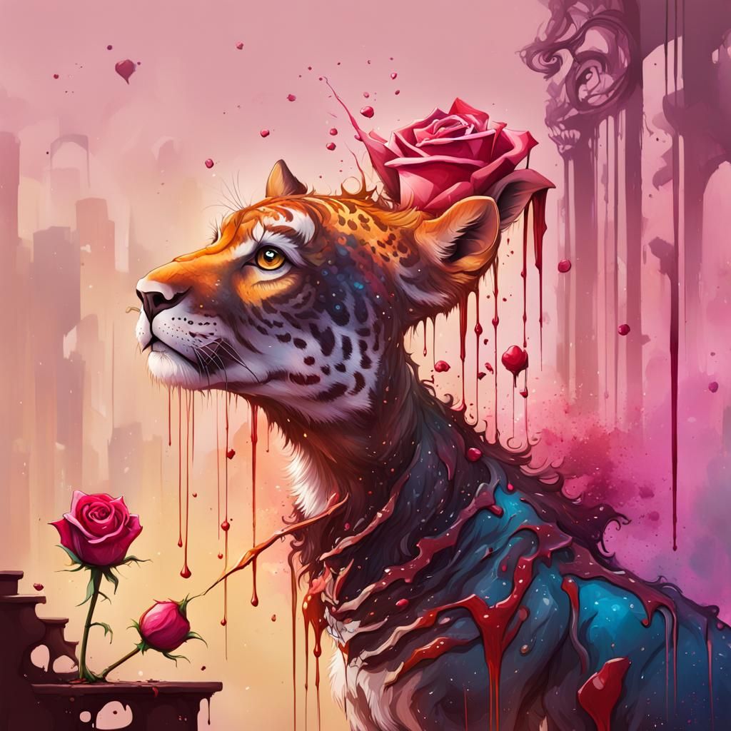 Creature Prince Feeds Rose: Graffiti Splash Art