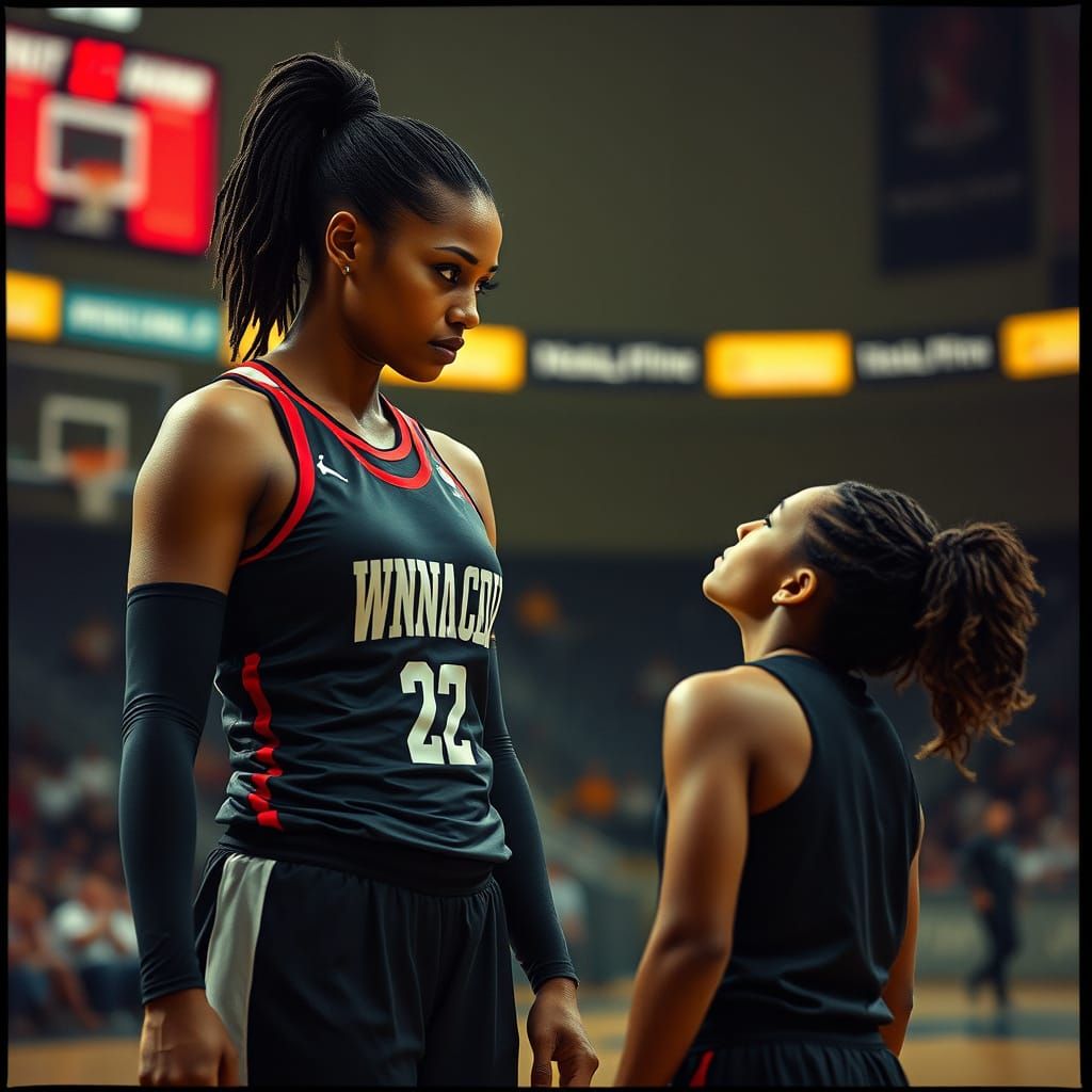 Confident WNBA Player Faces Off Against a Determined Opponen...