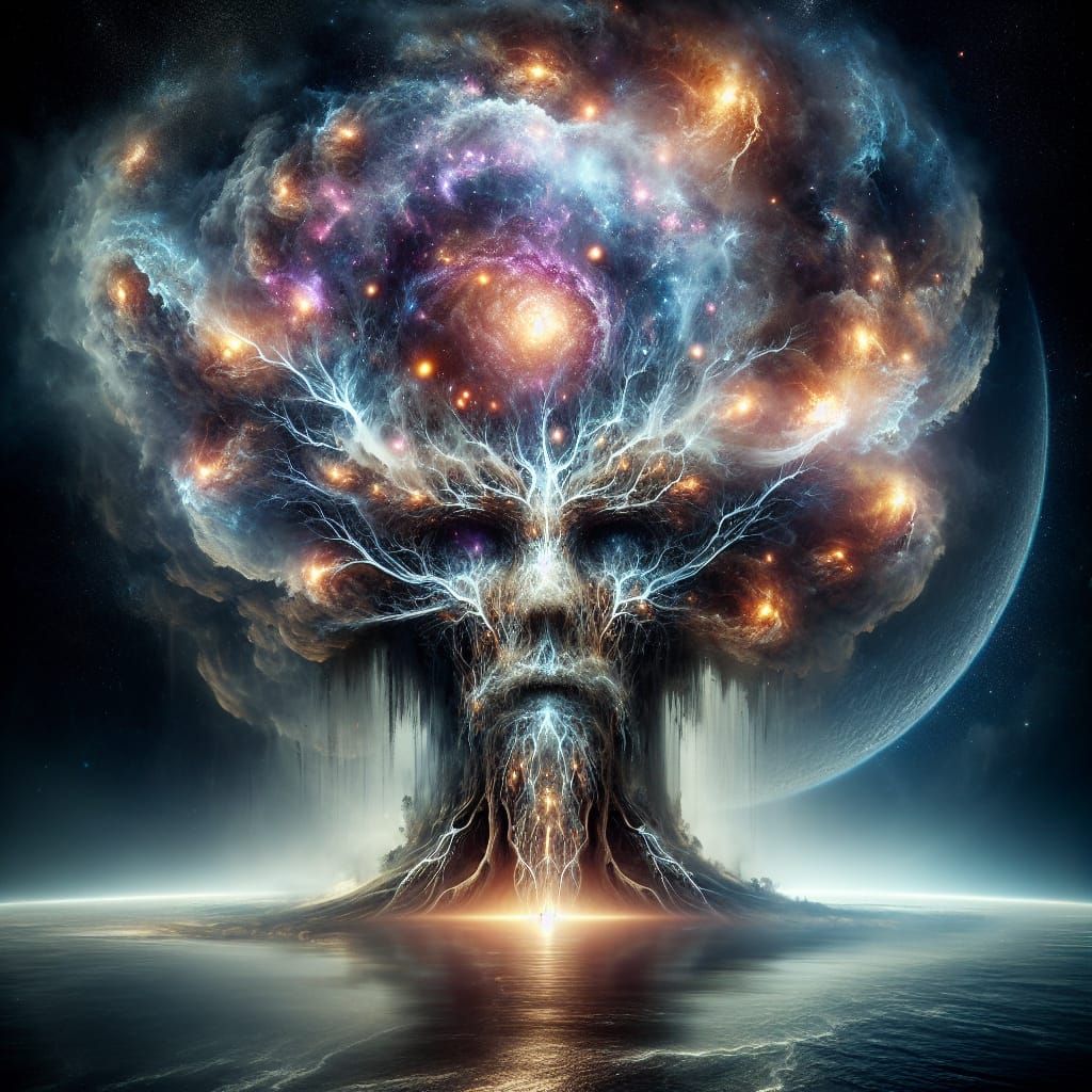 Cosmic Tree Deity in Nebulous Glory