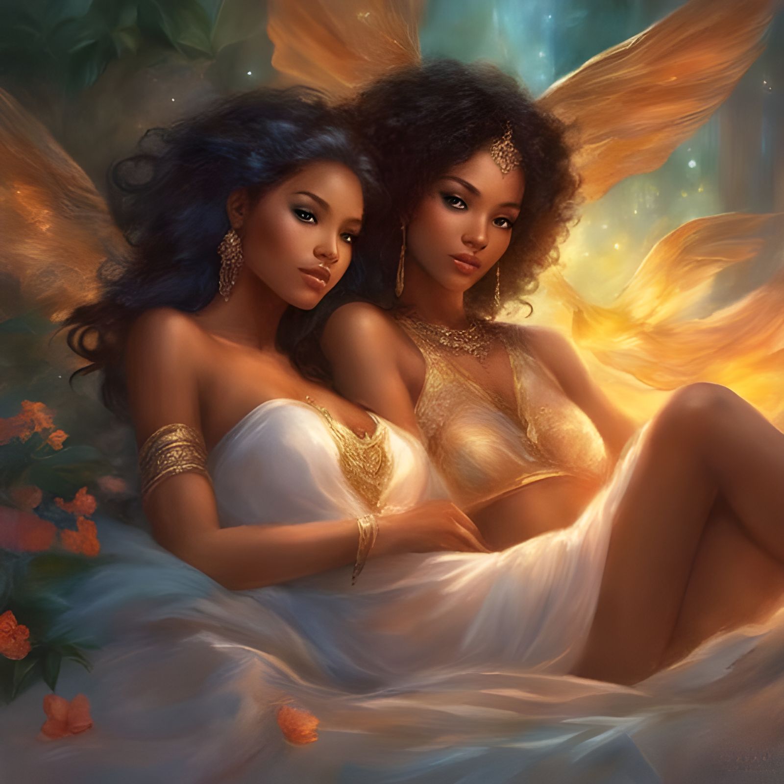 Two Beautiful Women Together in Bed