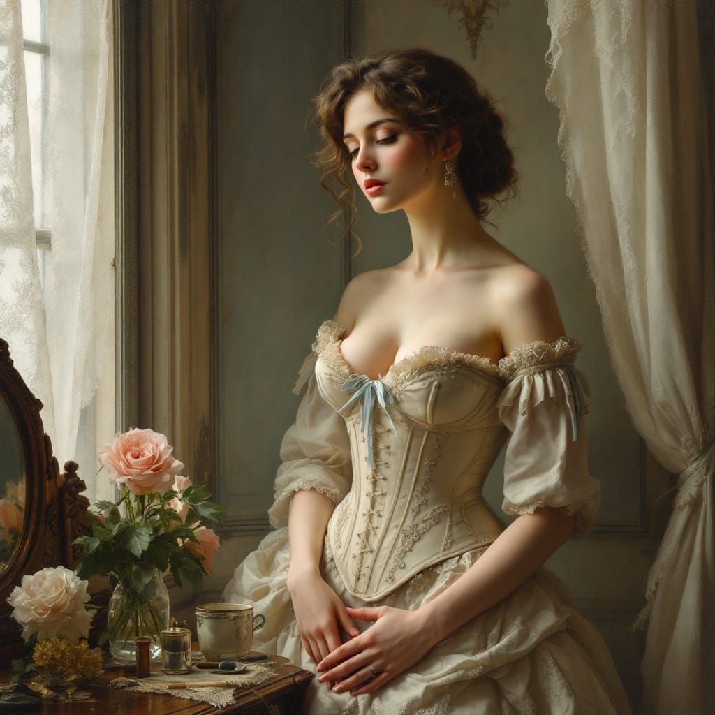 Edwardian Lady in Soft Focus Oil Painting