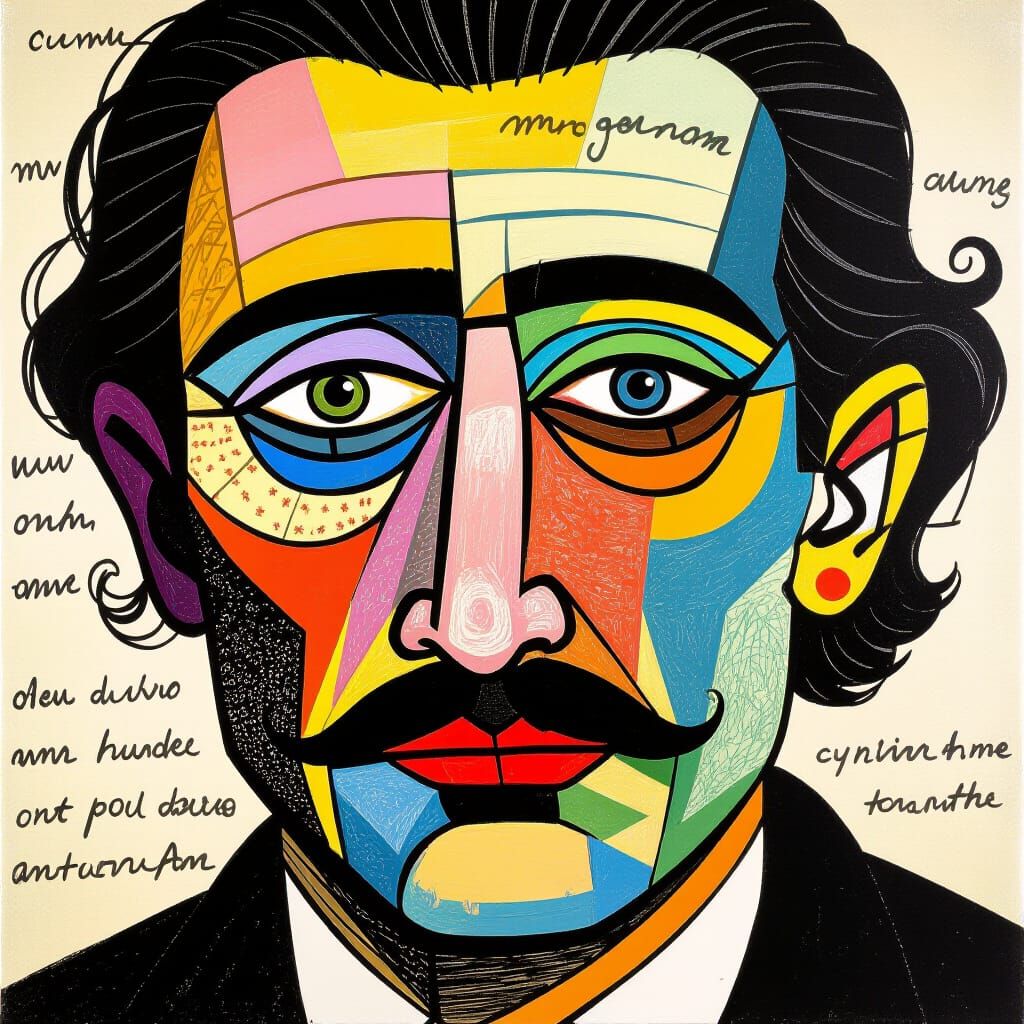 Surreal Face Made of Handwriting in Surrealist Style