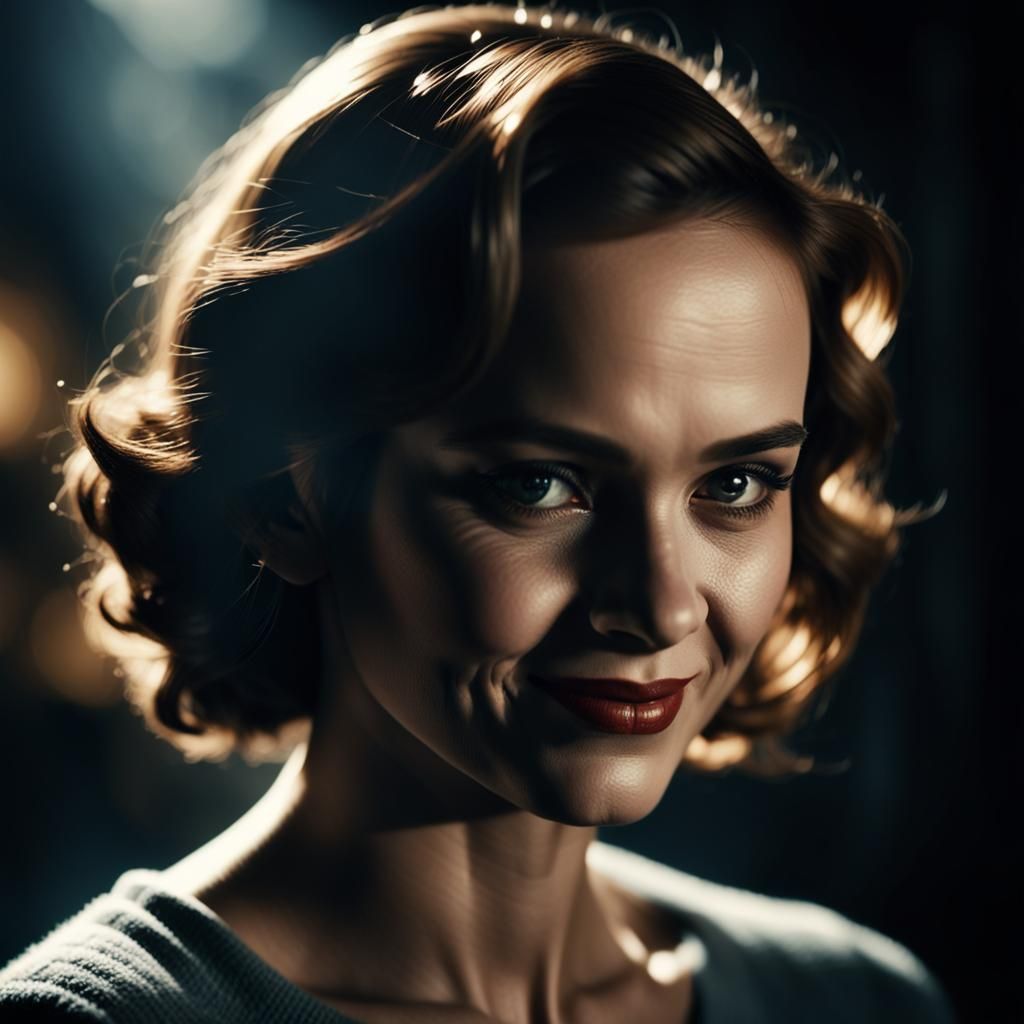 Woman in Moody Film Noir Style