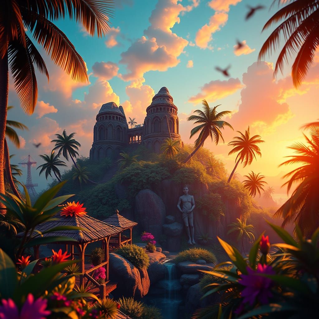 Vibrant Jamaican-Inspired Fantasy Scene in Unreal Engine 5 S...