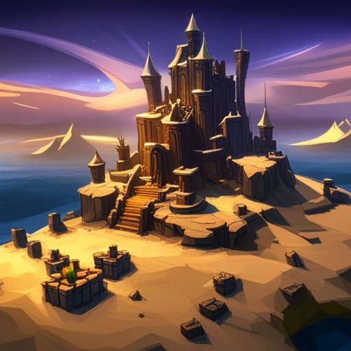 Castle on Floating Island: A Whimsical Scene