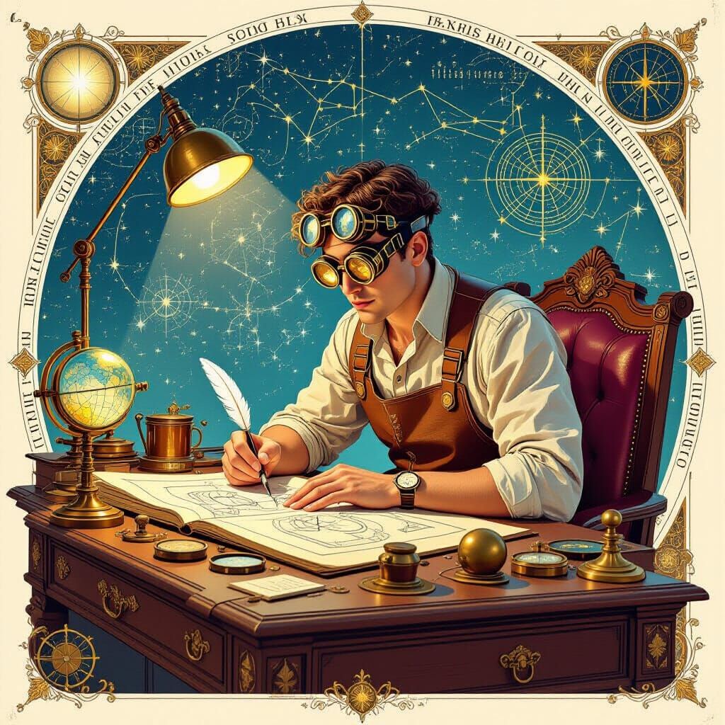 Celestial Cartographer Charts Stars in Steampunk Study