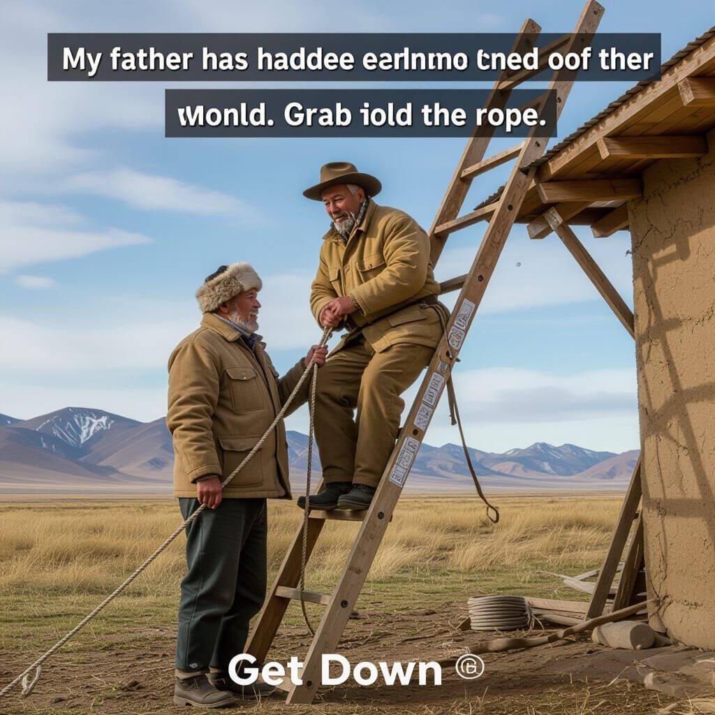 Man Descends Ladder to World's End for Rope