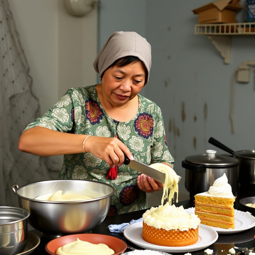 Malaysian Mother Baking Cakes: A Heartwarming Scene