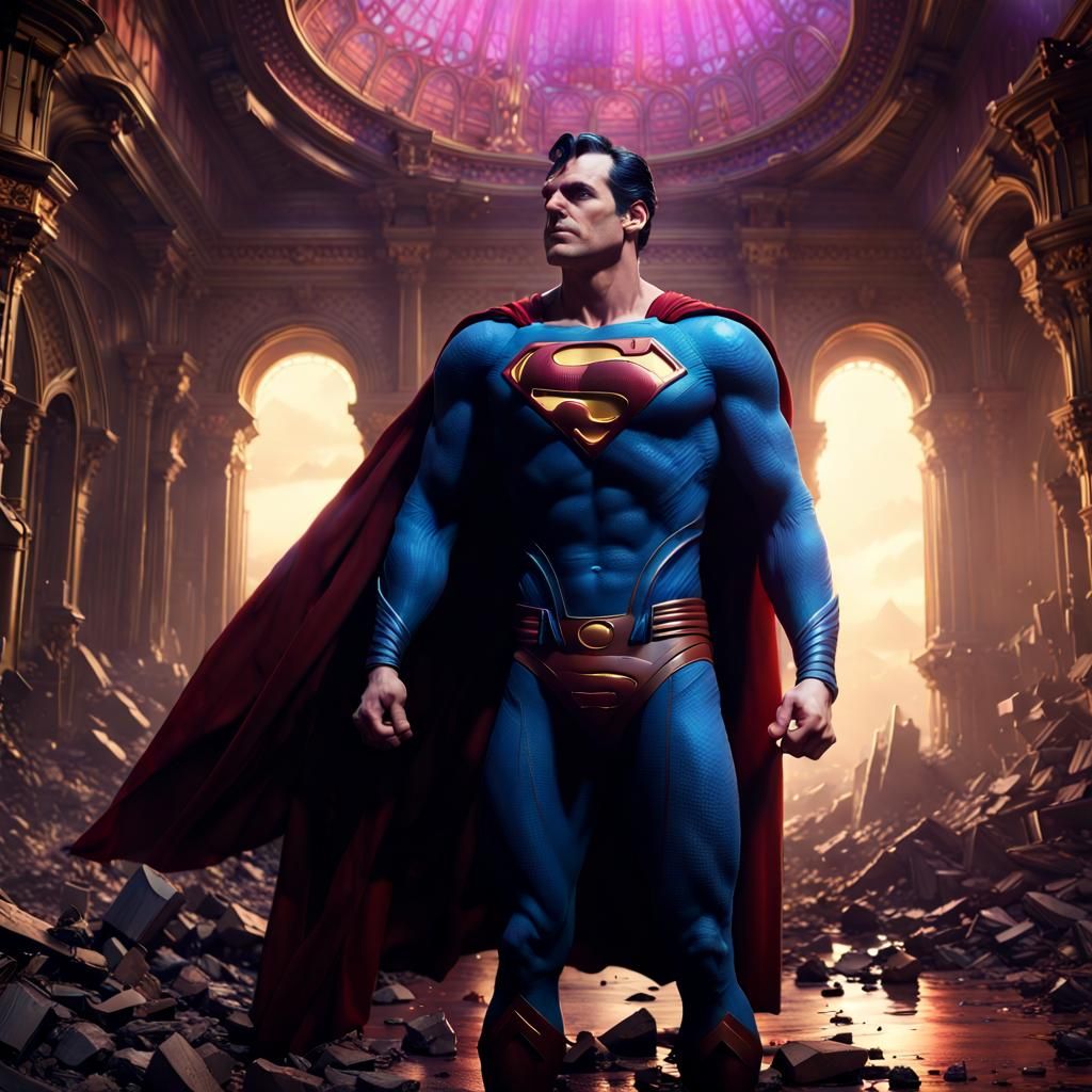 Epic Superman Digital Matte Painting in Art Deco Style