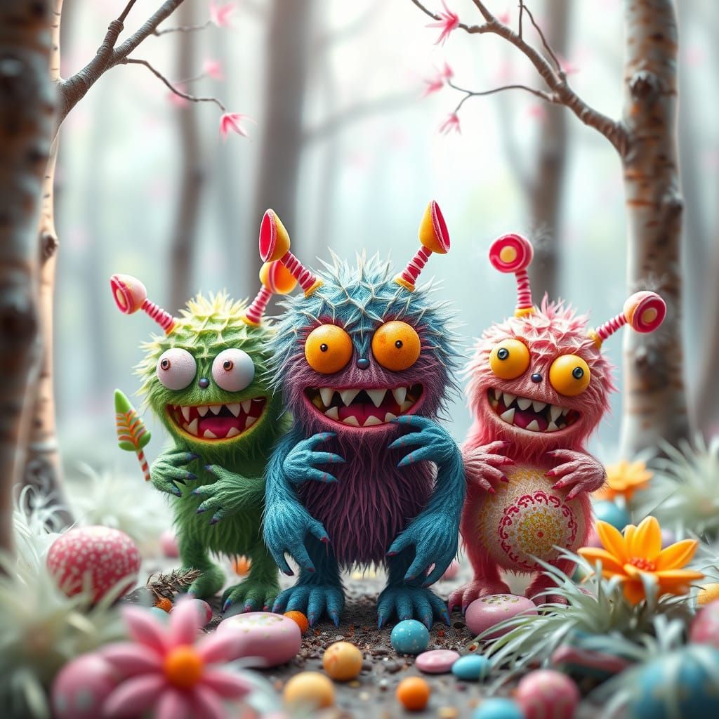 Colorful Candy Creatures Play Hide and Seek in a Whimsical F...