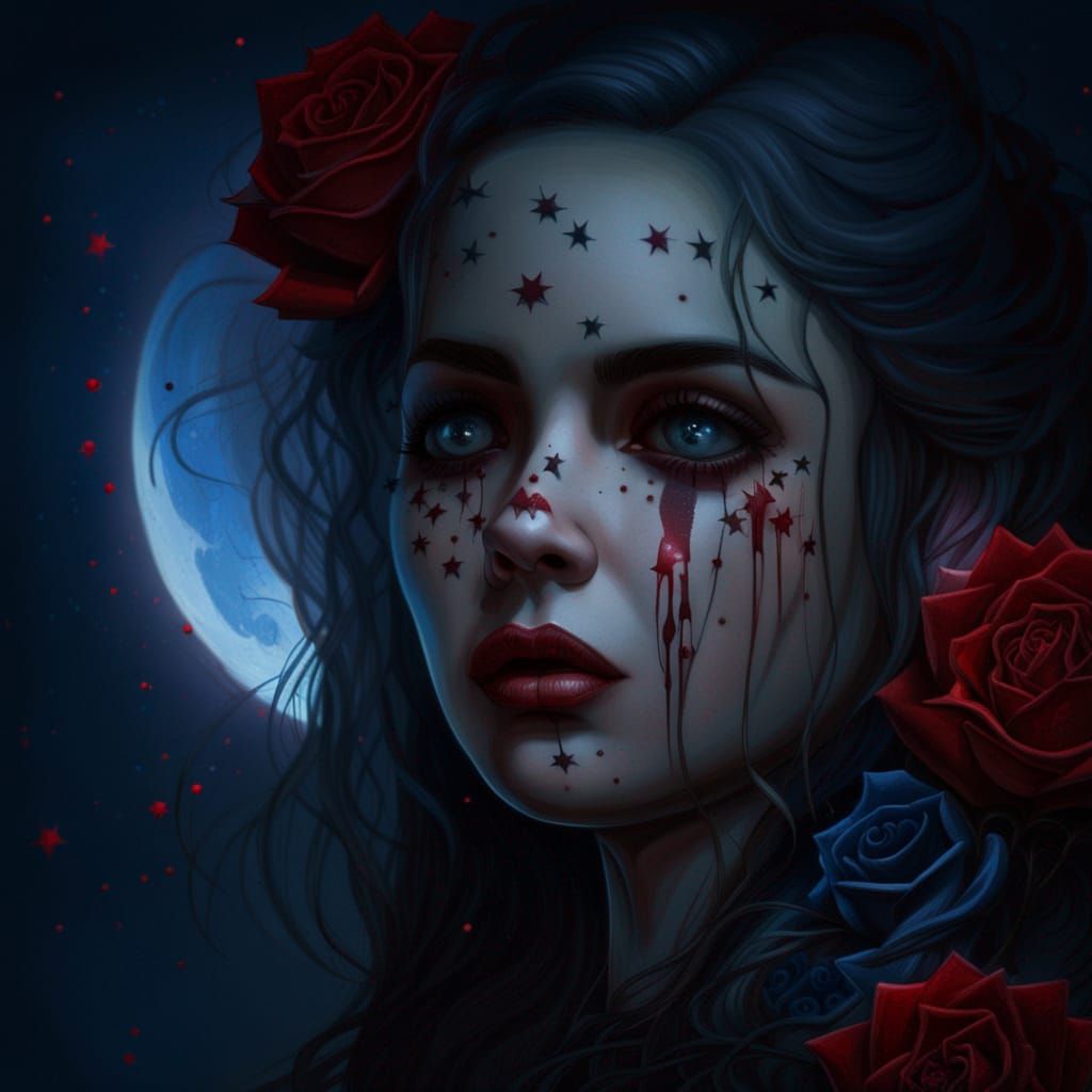 Eerie Victorian Portrait of a Sad Woman with Roses