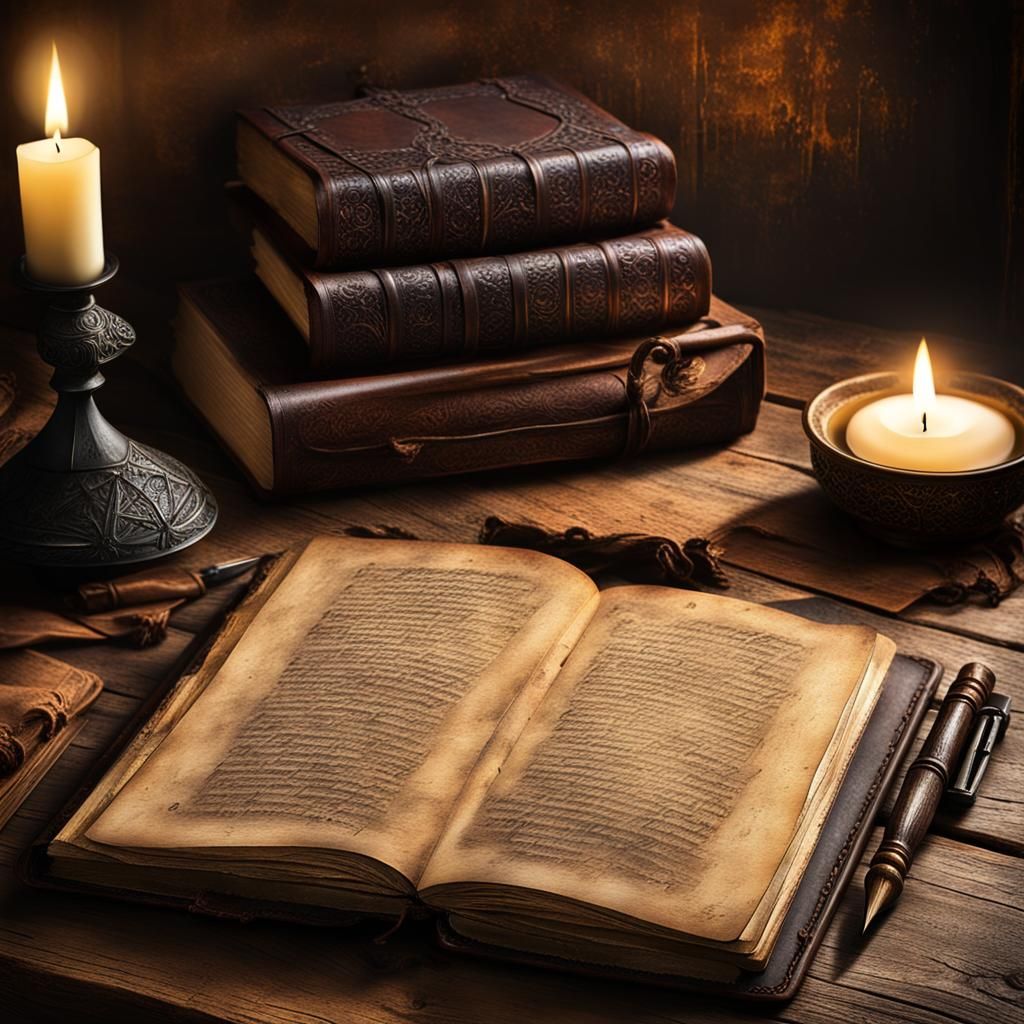 Leather Journal with Poem in Digital Painting Style