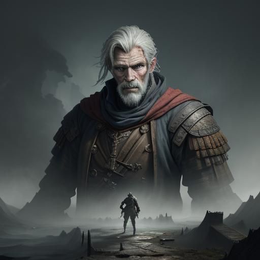 One-Armed Beggar in Detailed Matte Painting