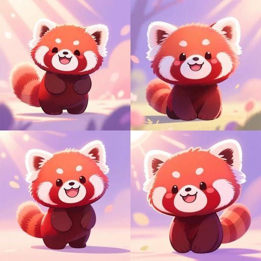 Cute Chibi Red Panda in Soft Sunlight
