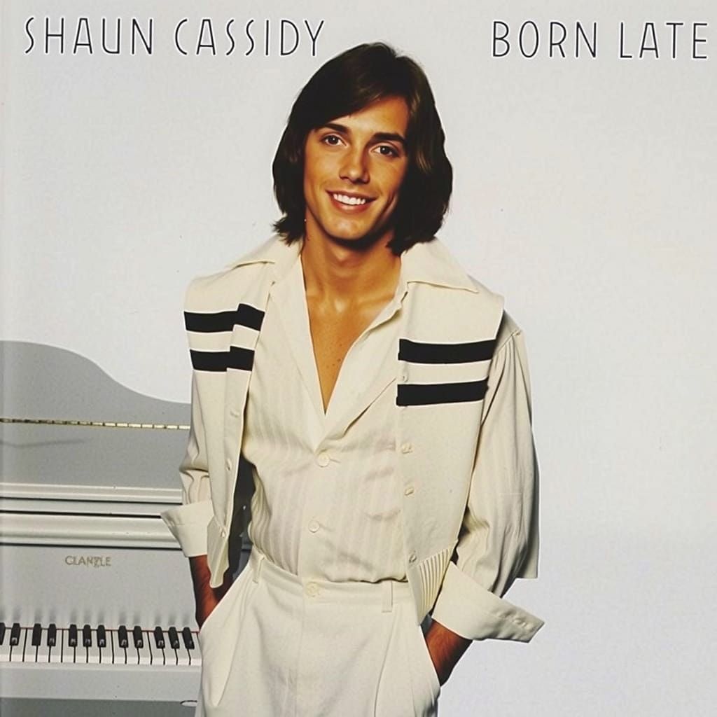Shaun Cassidy stands in front of a glossy white upright pian...