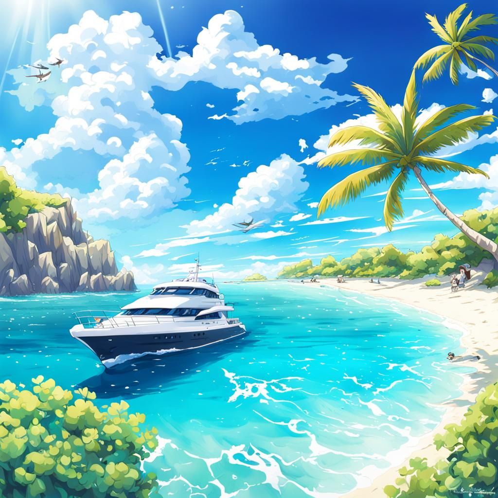 Cayman Islands Personified in Anime Style