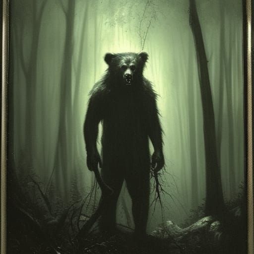 High Gothic Noir Portrait of Demonic Werebear